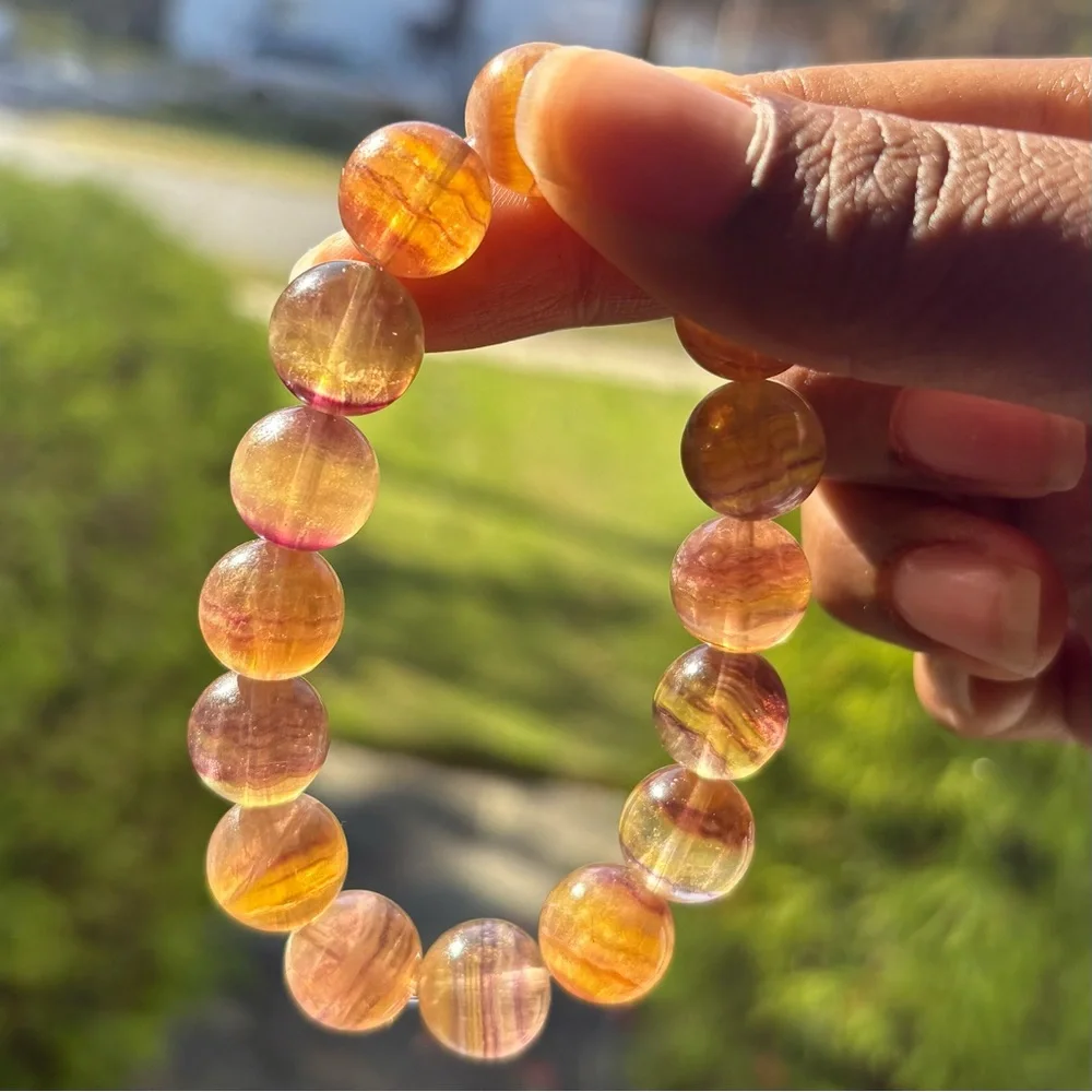 HQ Banded Fluorite Crystal Bracelet 13mm - Picture 3 of 13
